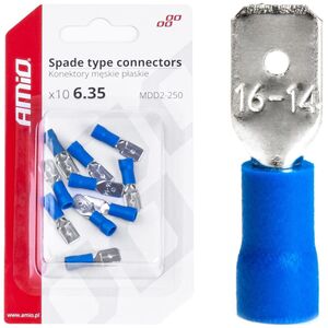 AMiO Konektory izolowane męskie płaskie 6.35mm 1.5-2.5mm2 15a 10 szt. amio-03070