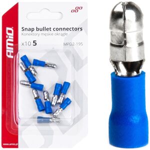 AMiO Konektory izolowane męskie walcowe okrągłe 5mm 1.5-.25mm2 15a 10 szt. amio-03074
