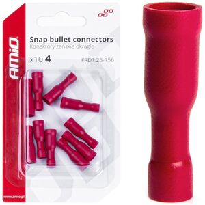 AMiO Konektory izolowane żeńskie okrągłe walcowe 4mm 0.5-1.5mm2 10a 10 szt. amio-03072
