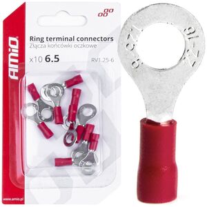 AMiO Konektory końcówki złączki oczkowe 6.5mm 10szt amio-03078