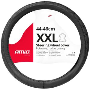 AMiO Pokrowiec skórzany pikowany nakładka na kierownicę samochodową xxl 44-46cm swc-51-xxl amio-03564