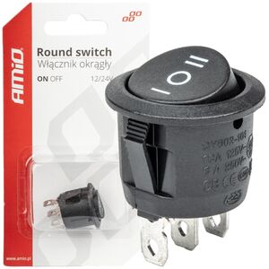 AMiO Włącznik przełącznik czarny okrągły 12v 230v bu03 amio-03614