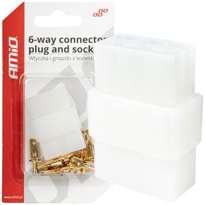 AMiO Wtyczka gniazdo kostka złącze elektryczne 6 pin + konektory amio-03515