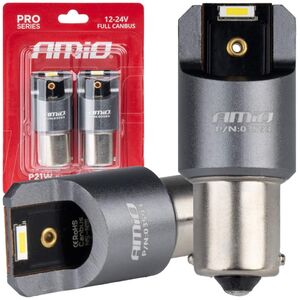 AMiO Żarówki led full canbus pro ba15s p21w 2x1860smd białe 12v 24v amio-03593