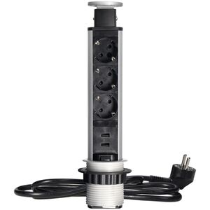 Orno Gniazdo wpuszcane 6cm 3x250V z ładowarką USB blokadą 1,8 m OR-AE-1349(GS) schuko