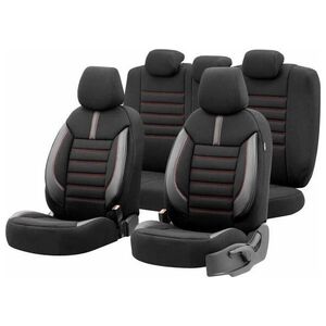 AMiO Komplet pokrowców na fotele samochodowe OTOM LIMITED 101 BLACK/RED 3-ZIP