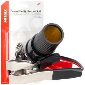 AMiO Adapter krokodylki do gniazda zapalniczki 12v 24v 15cm amio-03803