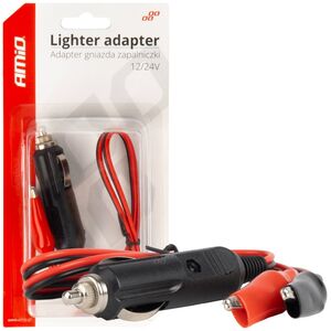AMiO Adapter gniazda zapalniczki z wyjściem na krokodylki 12v 24v 60cm amio-03802