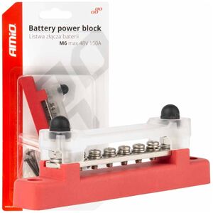 AMiO Blok rozdzielczy masy plusa bus bar m6 12v - 48v 150a amio-03810