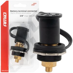 AMiO Złącze zasilania akumulatora czarne minus z zaślepką 3/8 m10 12v 24v 48v 250a amio-03813