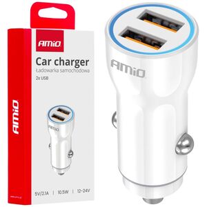 Ładowarka AMiO Ładowarka samochodowa 2x usb-a 20w amio-03879