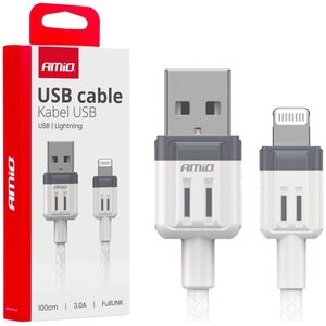 Kabel USB AMiO Kabel do ładowania usb-a - lightning iphone 3a 100cm fulllink amio-03907
