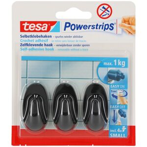 Tesa HACZYKI SAMOPRZYLEP.POWERSTRIPS 3 SZT.OWALNE MAŁE,CZARNE