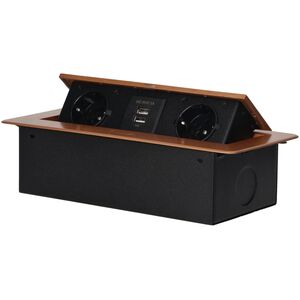 Orno Gniazda meblowe wpuszczane w blat z płaskim frezowanym rantem i ładowarką USB, 2x2P+Z (Schuko), 2xUSB, złote
