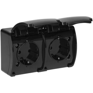 Orno Gniazdo podwójne 2x2P+Z Schuko AQUATIC, IP44, czarne