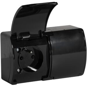 Orno Gniazdo podwójne 2x2P+Z AQUATIC, IP44, czarne, 10 szt.