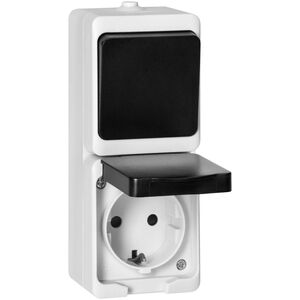 Orno Łącznik jednobiegunowy + Gniazdo 2P+Z Schuko AQUATIC MINI IP 54 biało-czarne