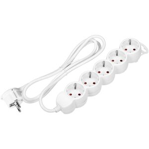 Orno Przedłużacz 5-krotny 2P+Z (Schuko), 5m H05VV-F 3x1,5mm2, Imax=16A, płaska wtyczka, biały