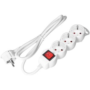 Orno Przedłużacz 3-krotny 2P+Z (Schuko) z wyłącznikiem, 1,5m H05VV-F 3x1,5mm2, Imax=16A, płaska wtyczka, biały