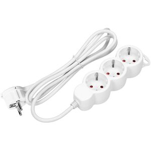 Orno Przedłużacz 3-krotny 2P+Z (Schuko), 3m H05VV-F 3x1,5mm2, Imax=16A, płaska wtyczka, biały
