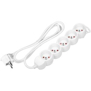 Orno Przedłużacz 5-krotny 2P+Z, 5m H05VV-F 3x1,5mm2, Imax=16A, płaska wtyczka, biały