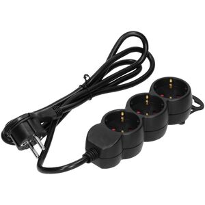 Orno Przedłużacz 3-krotny 2P+Z (Schuko), 5m H05VV-F 3x1,5mm2, Imax=16A, płaska wtyczka, czarny