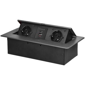 Orno Gniazdo meblowe wpuszczane w blat z płaskim frezowanym rantem i ładowarką USB, 2x2P+Z (Schuko),2xUSB (typ A+C| 3,6A), grafitowe