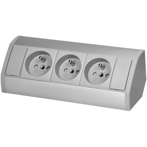 Orno Gniazdo meblowe 3x2P+Z, szaro-srebrne