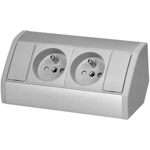 Orno Gniazdo meblowe 2x2P+Z, szaro-srebrne