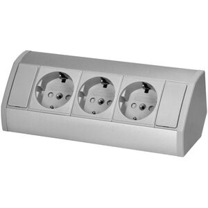 Orno Gniazdo meblowe 3x2P+Z (Schuko), szaro-srebrne