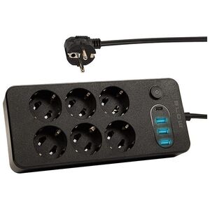 Blow 98-212# Przedłużacz sieciowy ps-650 6-gniazd 3xusb 1xusb-c 5m czarny 2x1mm