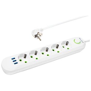 Blow 98-231# Przedłużacz sieciowy ps-550 5-gniazd 3xusb 5m biały 2x1mm