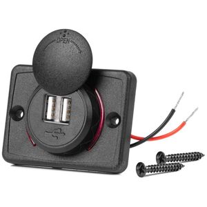 Ładowarka AMiO Ładowarka samochodowa z gniazdami usb wodoodporna kwadratowa 2x usb 12v 24v amio-04230