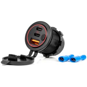 Ładowarka AMiO Ładowarka samochodowa z gniazdami usb wodoodporna z włącznikiem usb + 2x usb-c qc3.0 12v 24v amio-04227