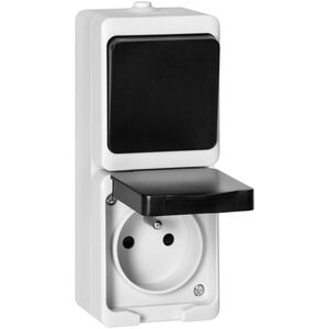 Orno Łącznik jednobiegunowy + Gniazdo 2P+Z AQUATIC MINI IP54 biało-czarne