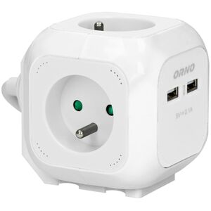 Orno Przedłużacz 4 krotny 2P+Z, ładowarka 2xUSB, 1,4m H05VV-F 3x1mm2, biały