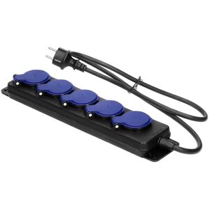 Listwa zasilająca Orno Przedłużacz warsztatowy bryzgoszczelny IP44, 5 gniazda 2P+Z IP44, przewód gumowy, H05RR-F 3x1,5mm?, długość 5m