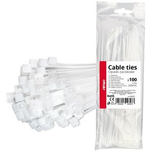 Opaski zaciskowe białe 2.5×200mm 100 szt. amio-04307