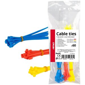 Opaski zaciskowe plastikowe wielokolorowe zestaw 60 szt. amio-04313