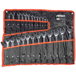 Klucze płaskie oczkowe zestaw kluczy oczkowych 6-32 mm 25 szt. amio-04195