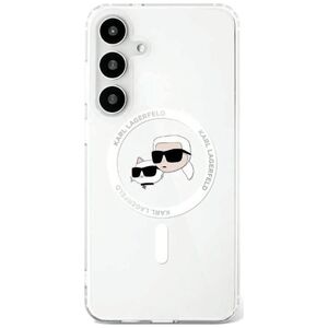 Etui Karl Lagerfeld Button Karl &         Choupette Heads Printed Logo MagSafe Samsung Galaxy S25 biały