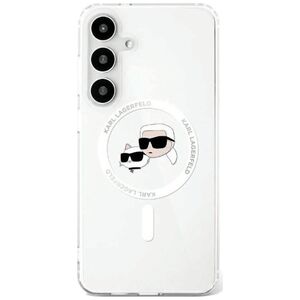 Etui Karl Lagerfeld Button Karl &         Choupette Heads Printed Logo MagSafe Samsung Galaxy S25 Plus biały