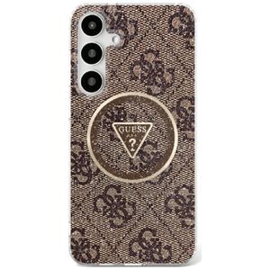 Guess 4G Glitter Triangle Buttons MagSafe Case for Samsung Galaxy S25 Brown