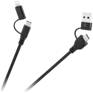 Kabel wtyk USB A/C - wtyk USB C/lightning (2+2) 1m