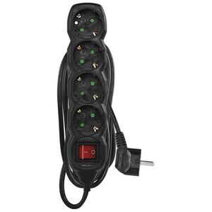 Emos Emos Ilgiklis 4 lizdų 5.0m su įžeminimu, su jungiklius (juodas) 1.5mm²