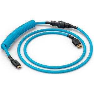 Glorious Glorious GMMK Coiled Cable Electric Blue, Spiralkabel, USB-C/USB-A - hellblau/schwarz