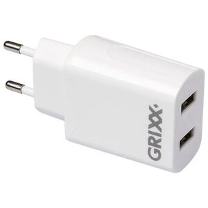 Grixx Grixx Power Adapter 220V White Dual USB A 14405895 8718375458914
