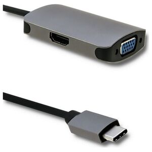 Stacja/replikator Qoltec USB-C - HDMI - VGA Szary  (50380)