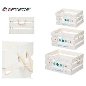 Giftdecor Ξύλινα λευκά κουτιά με χερούλια MOON, 3 τεμαχίων 14195232 8430852654830