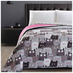 Decoking Narzuta 200x220 dekoracyjna Cats Invasion beżowa szara różowa Decoking